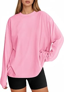 Women's Oversized Long Sleeve T Shirts Basic Crew Neck T Shirts Autumn Workout Tops 2026 Loose Fit Casual Clothing Y2K
