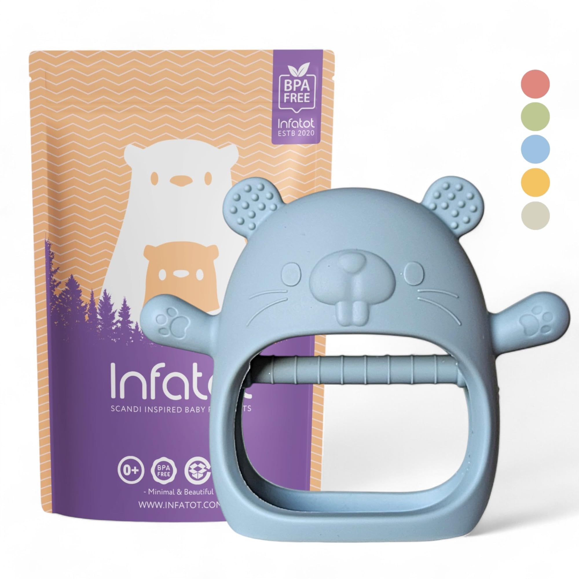 Infatot® Teething Toys for Baby Gifts – Chipmunk Silicone Mitten Teether, Soothi