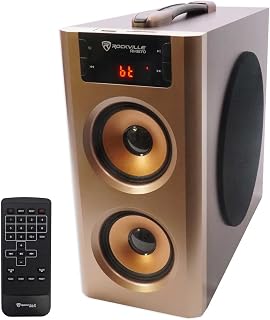 Rockville RHB70 100W 2.1 Powered Home Theater Speaker System, Cherry Wood | Bluetooth, USB, SD Card, RCA Aux, 32GB Playback, 4 In Subwoofer, LED Display, FM Radio