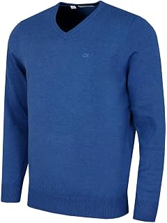 Calvin Klein 2026 Men's V-Neck Golf Sweater Cotton Easy Care