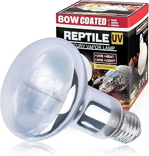 LUCKY HERP Reptile UVA UVB Heat Bulb, 80W E27 Turtle UV Heat Lamp, Vivarium D3 Basking Light Bulb for Reptile, Tortoise, Bearded Dragon and Amphibian