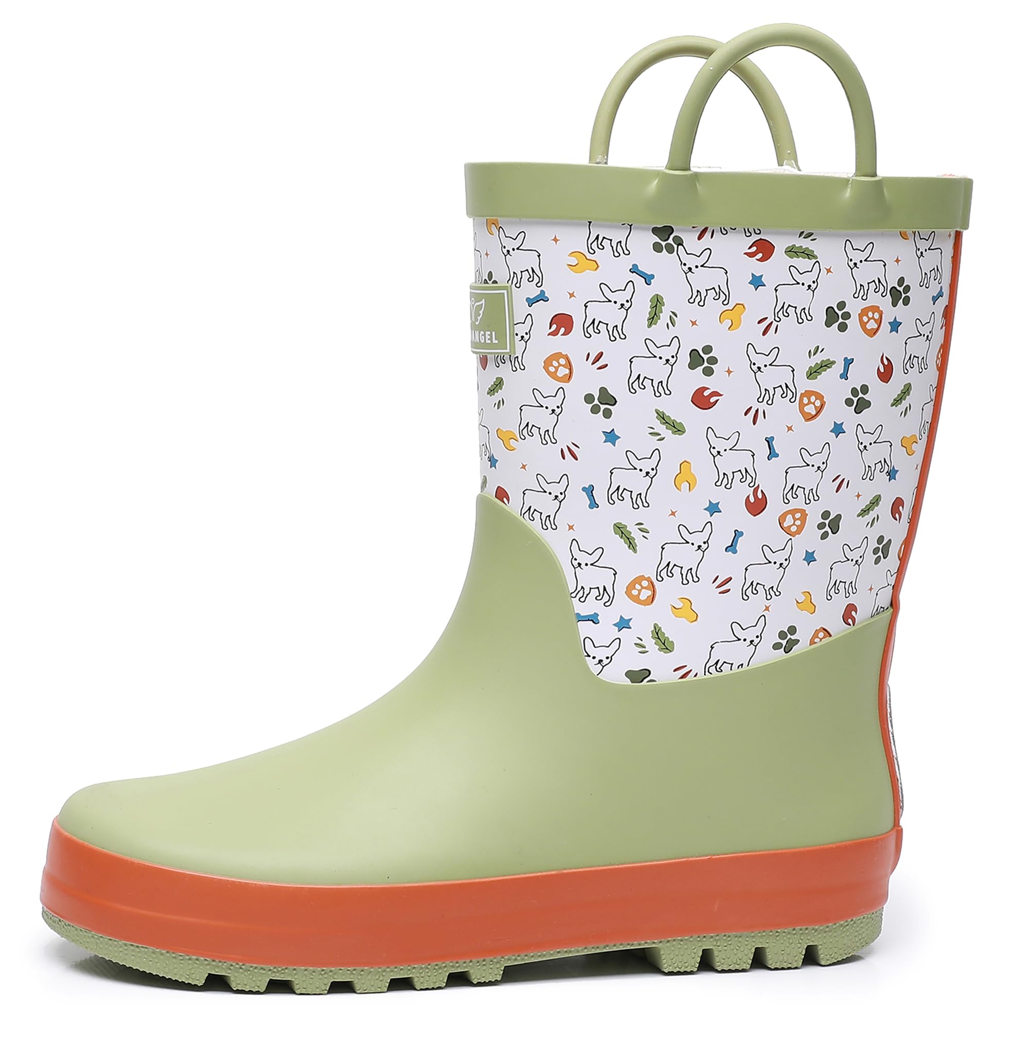 RAINANGEL Toddler Rain Boots with Easy Pull On Handles Waterproof Rubber Kids Ra