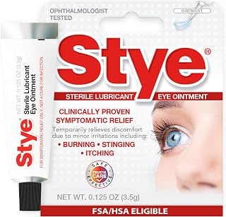 Stye Sterile Lubricant Eye Ointment, Eye Symptom Relief, 0.125oz | Opthalmologist Tested, Relieve Stinging, Burning, Itching and Dry Eyes, Relief At-Home or On-The-Go