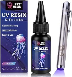 LET'S RESIN UV Resin Kit with Light, Bonding&Curing in Seconds, 30g | UV Glue Adhesive, UV Resin with Flashlight for Welding, Jewelry UV Glue Adhesive for Plastic Repair, Glass Light, Craft Decor