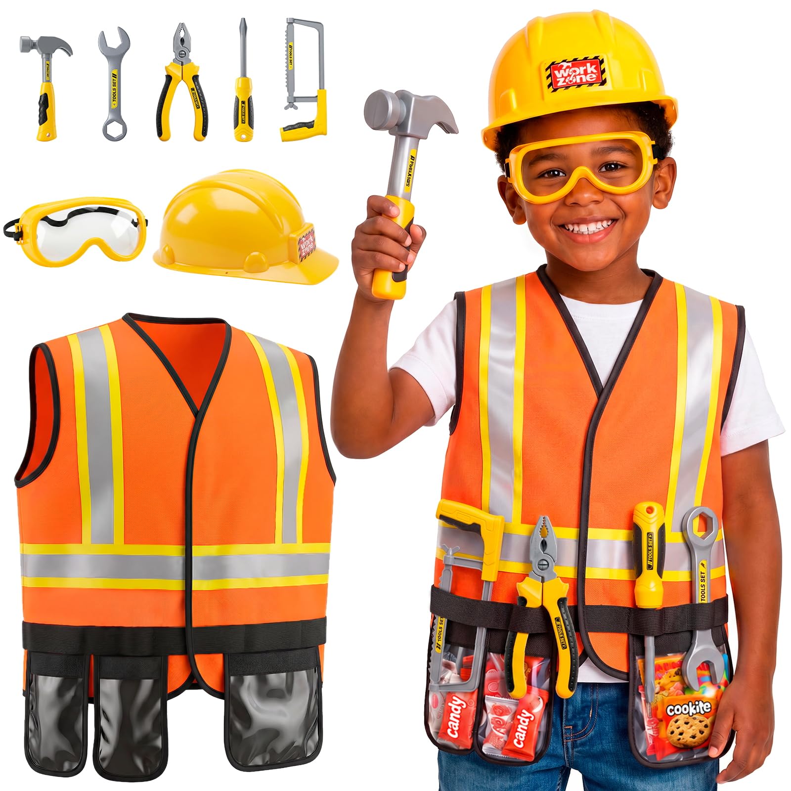 Pandapop Kids Tool Set, Toddler Dress Up Toys, Gifts for Boys & Girls 3 4 5 | To