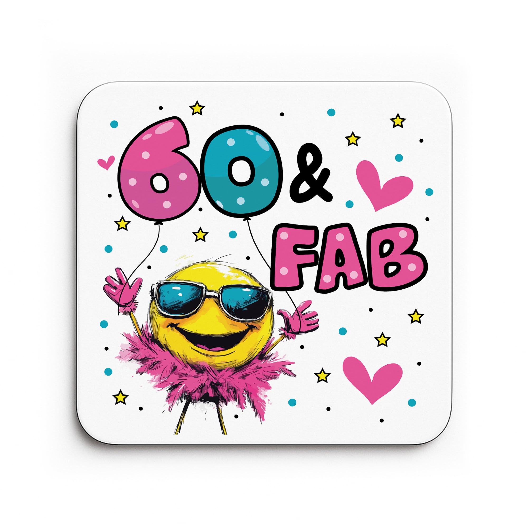 Red Ocean Funny 60th Birthday Gift For Women 60 AND FAB Coaster Gifts For 60th B
