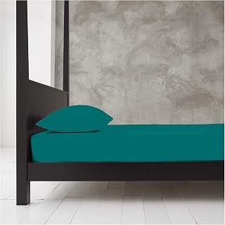 "GC GAVENO CAVAILIA Double Fitted Sheet | 25cm Deep Polycotton Bed Sheet | Soft, Durable & Wrinkle Resistant Easy Care Plain Dyed Bedding | Deep Teal Deep Mattress Bottom Sheet - 135 x 190 cm"