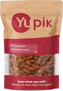 Yupik Raw Almonds, Large Size, 1 kg, Gluten-Free, Kosher, Vegan, Natural Whole Nuts, Unsalted, Unroasted, Oil-Free, High in Fiber, Nutritious Nuts, Healthy Snacks