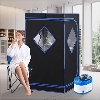ZONEMEL Full Size Portable Steam Sauna Kit, Personal Full Body Home Spa for Detox, Relaxation, 4 Liters 1500 Watt Steamer, Remote Control, Timer, Foldable Chair (L31.5 x W31.5 x H55.1, 3 Windows)