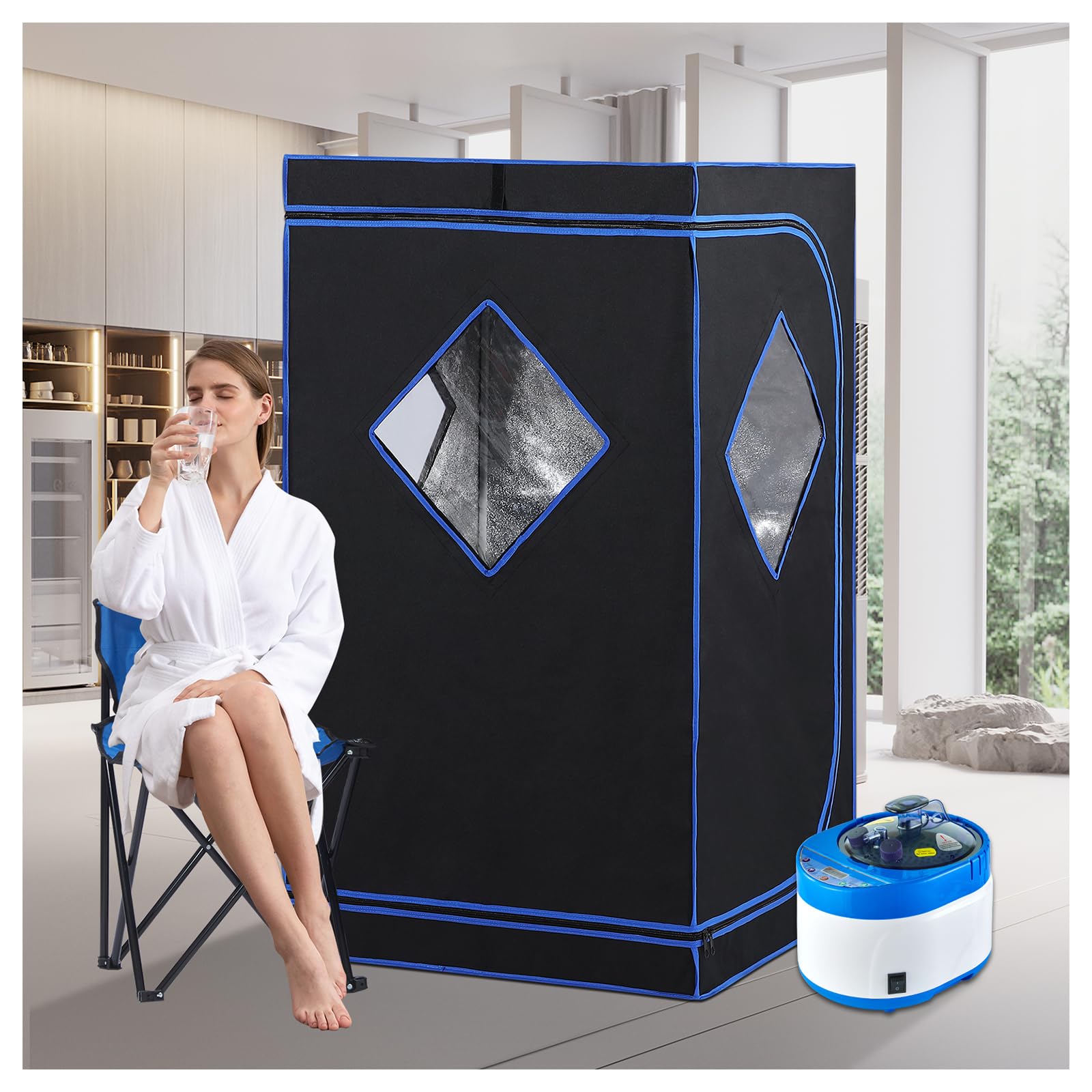 ZONEMEL Full Size Portable Steam Sauna Kit, Personal Full Body Home Spa for Deto