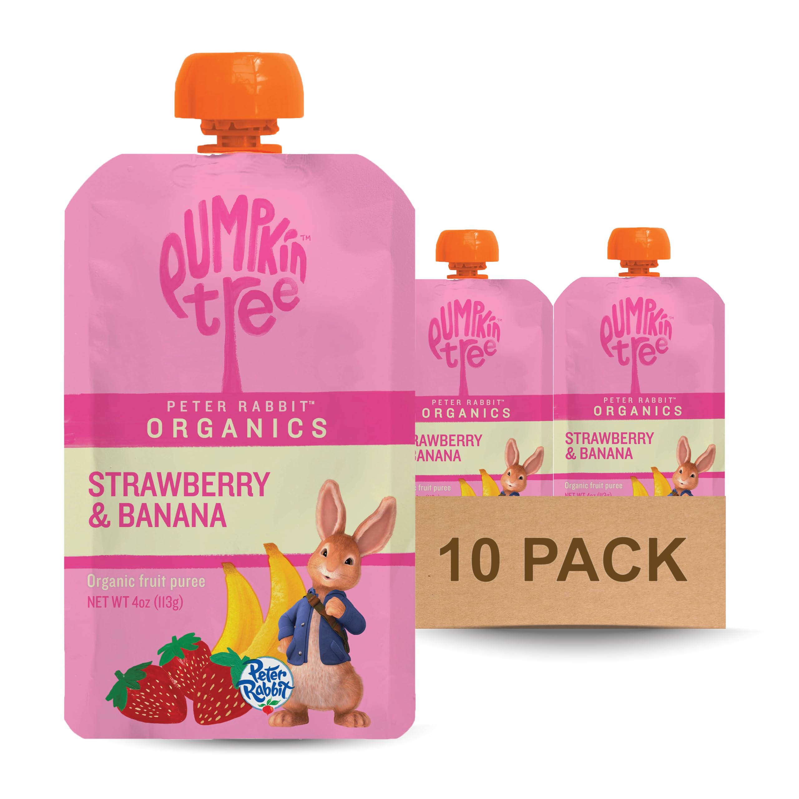 Pumpkin Tree Peter Rabbit Organics Strawberry and Banana Pure Fruit Snack, 4 Oun
