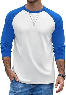 COOFANDY Men's Long Sleeve T-Shirt Cotton Raglan Baseball Tee Crew Neck Color Block Regular Fit