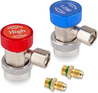 PPKBBEB 2PCS R134a Refrigerant Adapter and Hose Fittings | Superior Efficiency Automotive A/C High/Low Pressure Couplers for Maintenance and Refill