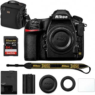 Nikon D850 DSLR Camera, Bundle with 64GB Memory Card | Multi-Device Shoulder Bag | Screen Protector | Nikon 1-Year Warranty