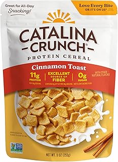 Catalina Crunch Protein Cereal, Cinnamon Toast, 9 oz Bag (Pack of 1) | Sugar Free, 11g of Protein, Gluten Free, Excellent Source of Fiber, Breakfast Cereal, Packaging May Vary