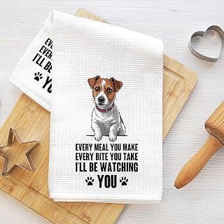 Funny Jack Raschel Kitchen Towel, Absorbent Microfiber Decorative Cloth Tea Towel, Waffle Soft Hand Towel, Kitchen, Home Bathroom, Dog Lovers Gifts 2
