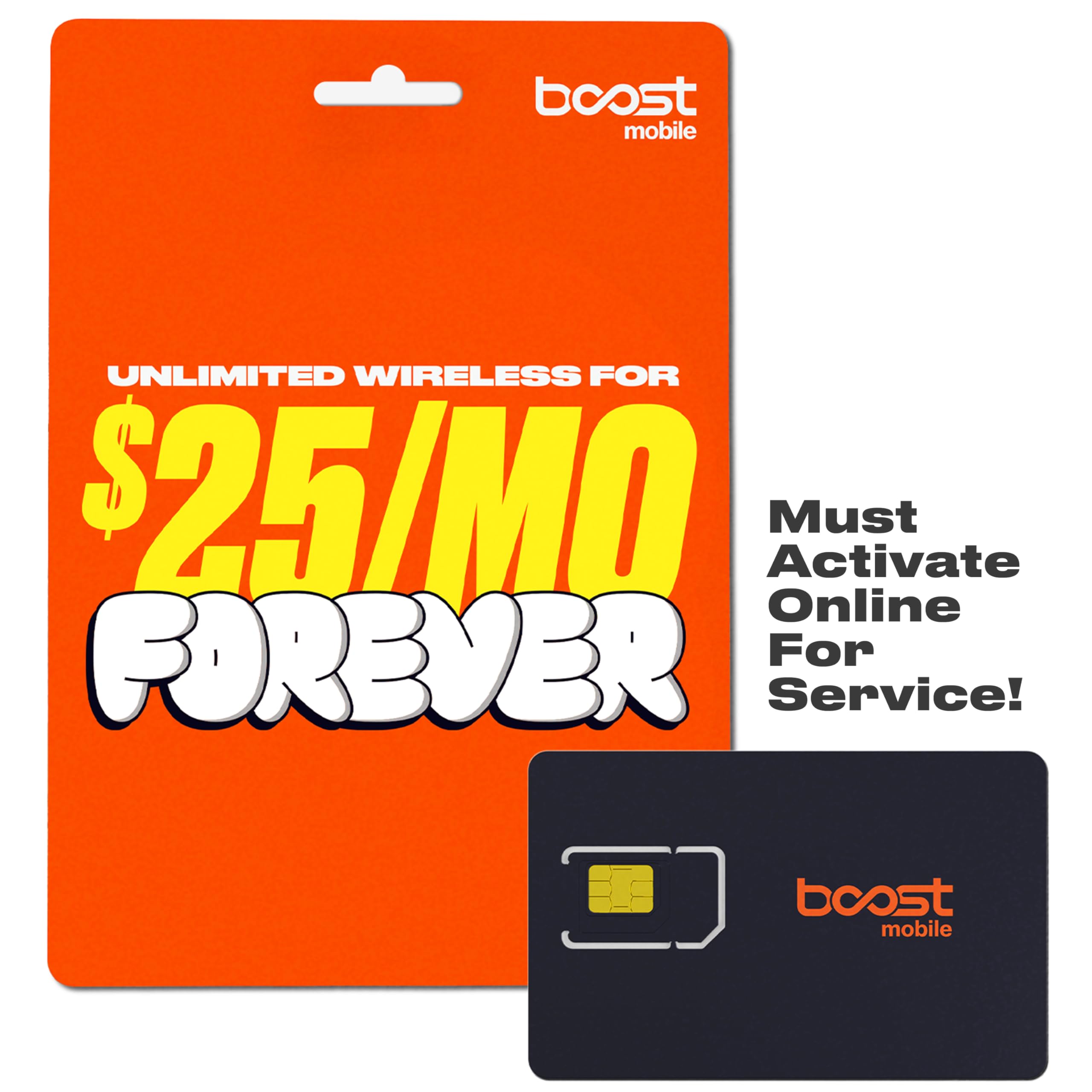 Boost Mobile SIM Kit | $25/mo Forever Unlimited Plan with Auto-Pay | Unlimited T