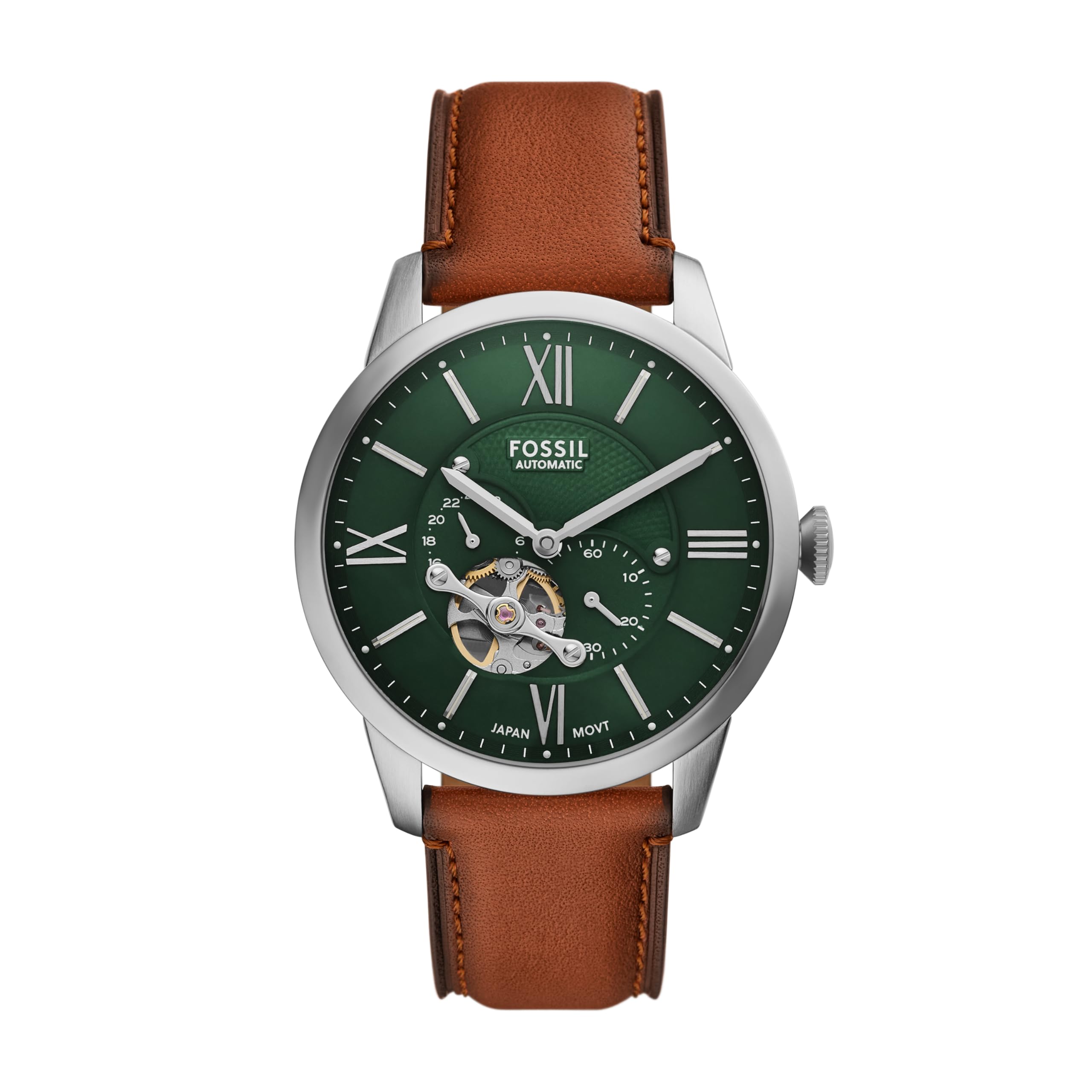 Fossil Men's Townsman Automatic Stainless Steel and Leather Three-Hand Skeleton 