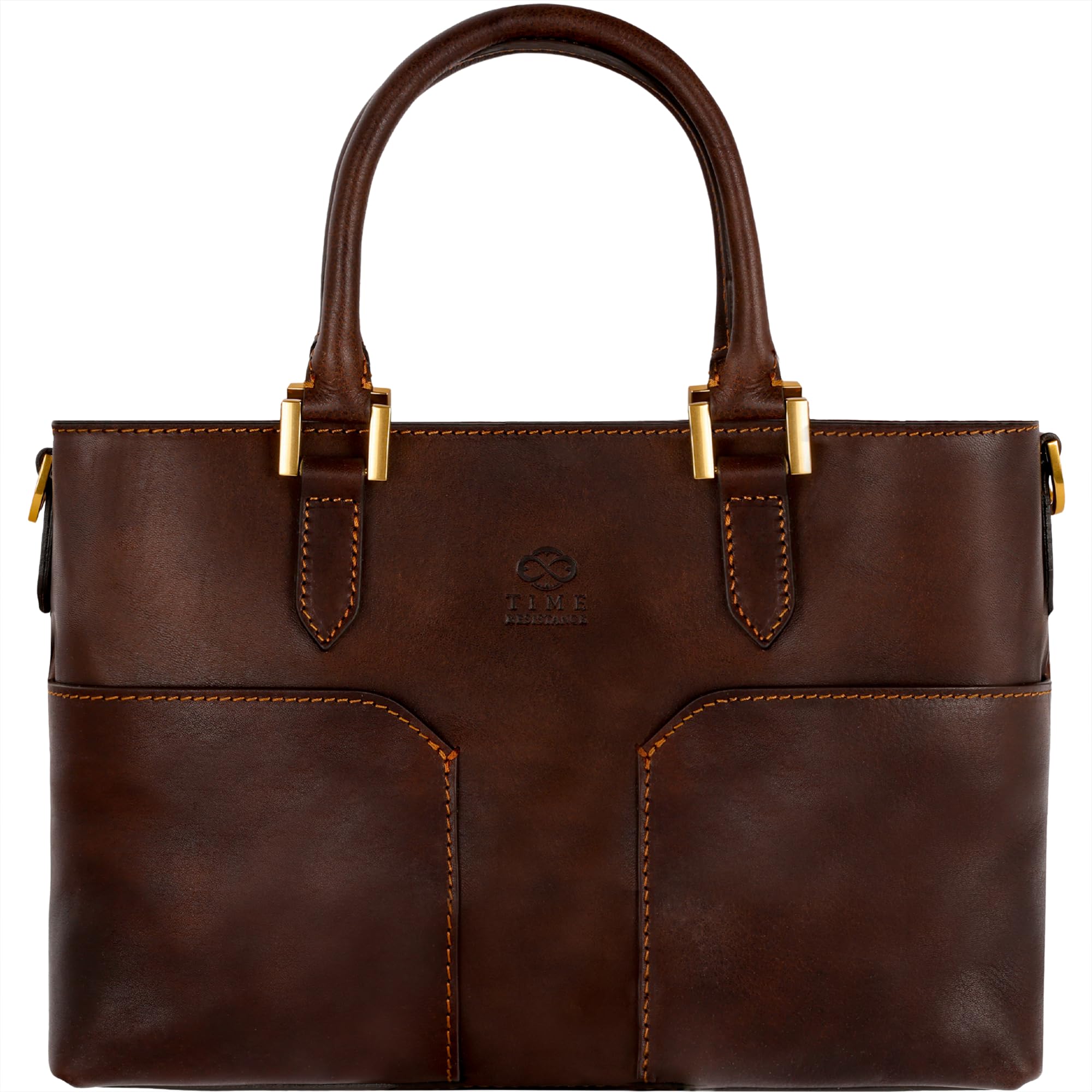 Time Resistance Full-Grain Leather Purse for Women - Leather Handbag - Top Handl