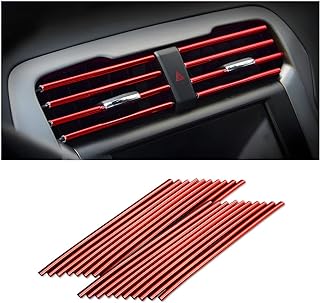 8sanlione 20PCS Waterproof Bendable Car Air Vent Trim Strips, Red | decorative PVC accent lines, insert installation, fits air vent gaps, ideal car interior accessory