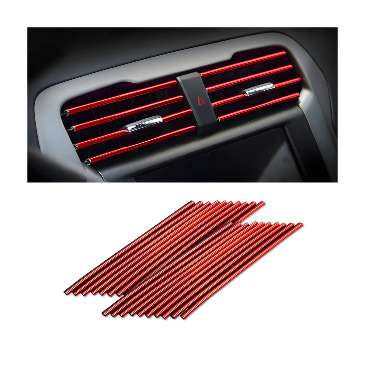 8sanlione 20PCS Waterproof Bendable Car Air Vent Trim Strips, Red | decorative P