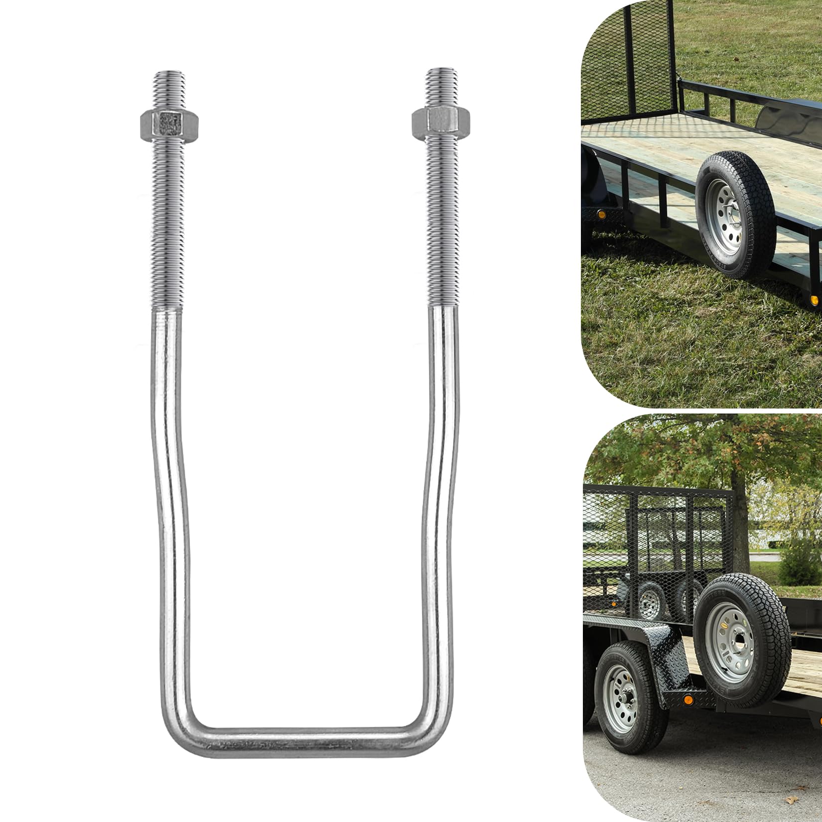 VIAGL U-Bolt Trailer Spare Tire Bracket, Spare Tire Carrier Galvanized Threaded 