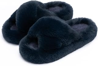 Chantomoo Ladies Memory Foam Slippers Bedroom Plush Comfortable Faux Fur Lined Non-Slip Sole Slippers Fashion Gift
