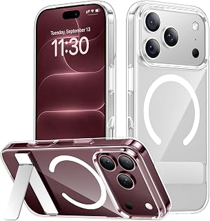 SPIDERCASE for iPhone 18 Pro Max Case/iPhone 17 Pro Max Case,Magnetic,Clear | [3 Stand Ways] Invisible Kickstand|Crystal Clear|Shockproof Slim Phone Case