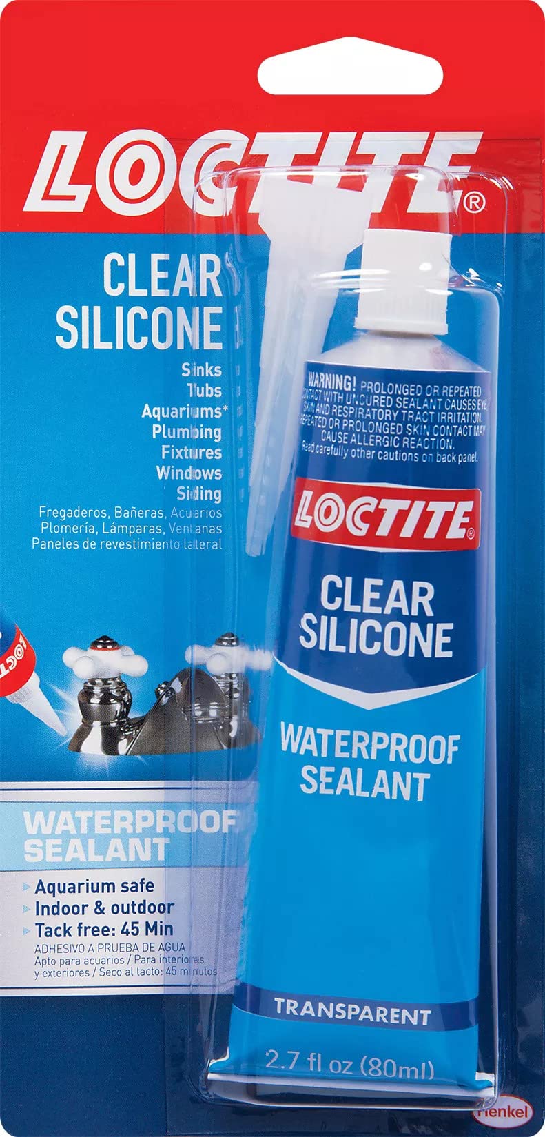Loctite Silicone Sealant, Clear, 2.7 fl oz Tube, 1 Pack - 100% Waterproof Sealan