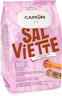 CAMON Cleaning Wipes for Dogs and Cats, 30 x 17 cm, Made in Italy | Pack of 100 Wipes, Milk and Honey Fragrance, Ethyl Alcohol and Paraben Free