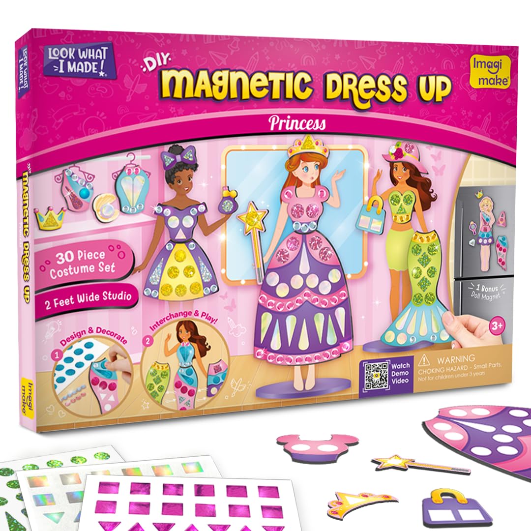Imagimake DIY Magnetic Dress-Up Princess, 30 Magnetic Dresses & Accessories | Pr