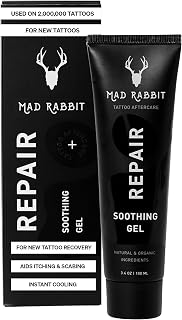 Mad Rabbit Tattoo Aftercare Soothing Gel & Moisturizer, 100 mL | Premium tattoo care gel with clean ingredients for new tattoos. Lightweight moisturizer. As Seen on Shark Tank