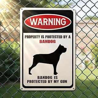 Bandog Warning Metal Tin Sign Funny Dog Lover Gifts Women Men Retro Garden Garden Toilet Toilet Wall Decor 7 x 10.5 Inches