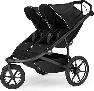Thule Urban Glide 3 Double Child All-Terrain Stroller, One-Handed fold with self Standing Design, Air-Filled Tires, Upright Seats with Adjustable Recline and Built-in Leg Rest