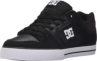 DC Men's Pure Skate Shoe, Black/Black/White, 9 M US