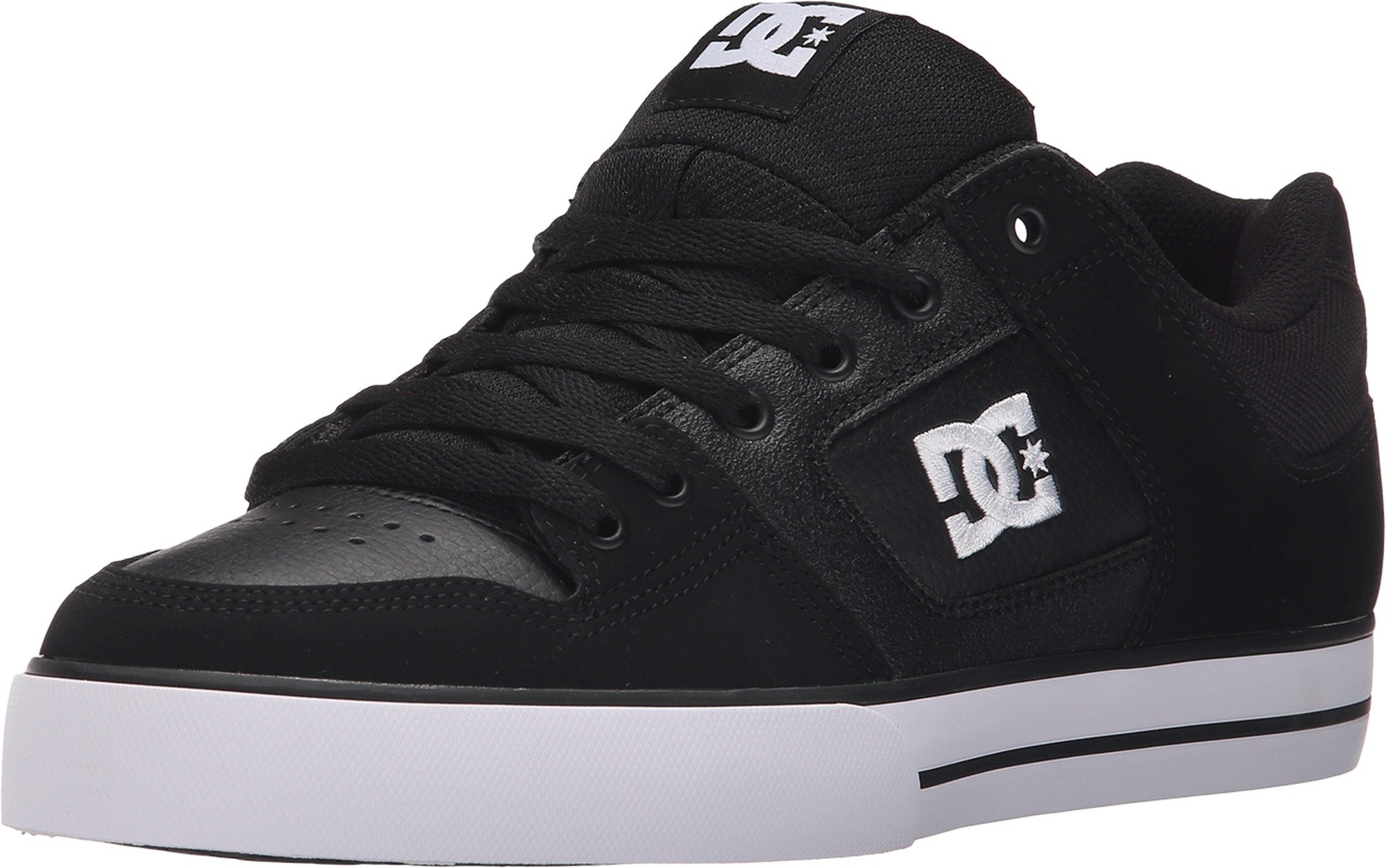 DC Men's Pure Skate Shoe, Black/Black/White, 10.5 M US