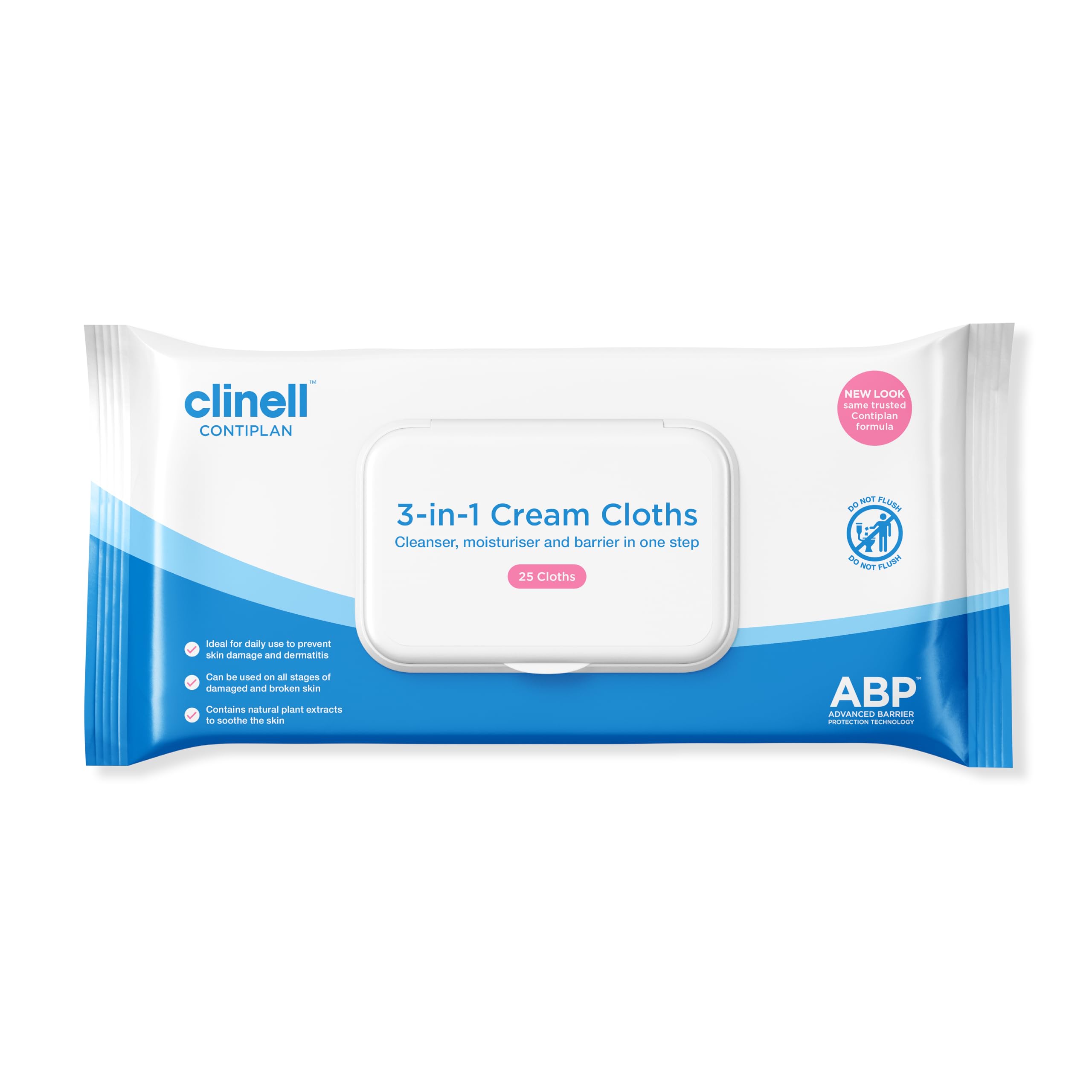 Clinell CONTIPLAN Incontinence Cleansing Cloths with Barrier Cream - All in One 