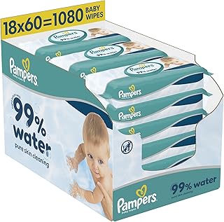 Pampers 99% Water Baby Wipes, 1080 Count | 99% Water & 1% pH Balancing Lotion, Helps Restore Natural Skin pH, Approved by Skin Health Alliance Dermatologists
