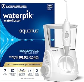 Waterpik Aquarius Countertop Water Flosser for Teeth, 10 Settings, White | For teeth, gums and braces, multiple users and needs, electric power, CDA Validated, ADA Accepted, WP-660
