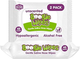 Boogie - Gentle Saline Nose Wipes Unscented - 45 Count (Pack of 2)