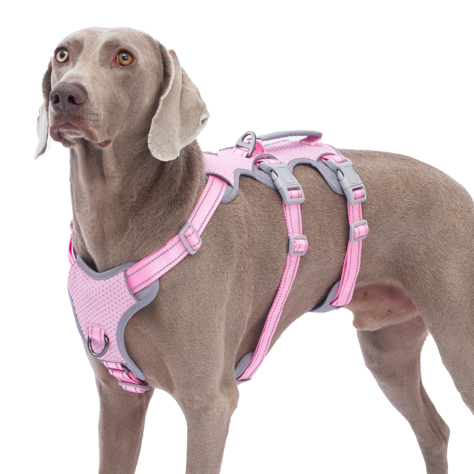 Huntboo Escape Proof Dog Harness, No Pull Reflective Harness with Lift Handle, A