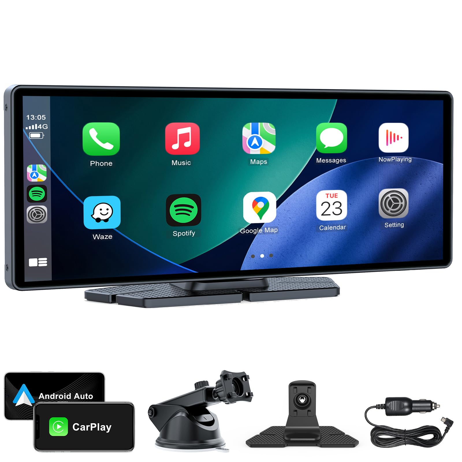 10" Wireless CarPlay Screen Android Auto Car Stereo FHD Touch Screen AirPlay Por