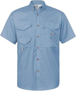 Alimens & Gentle Casual Button Down Sun Protection Wicking Fabric Short Sleeve Fishing Shirt