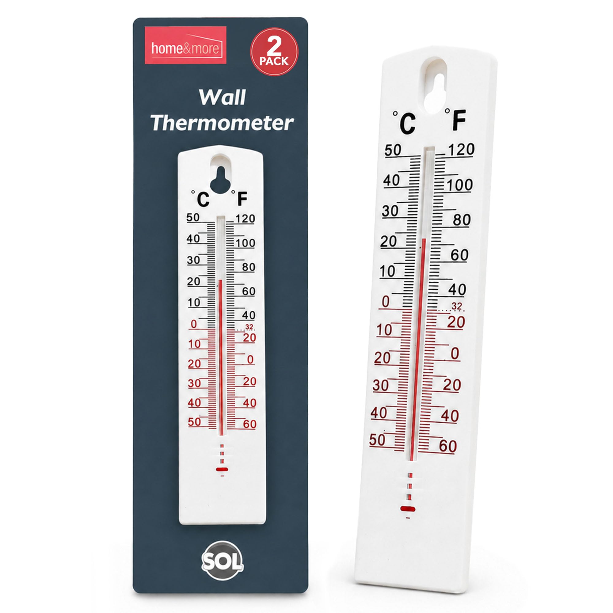 SOL 2pk Wall Thermometer - Indoor Outdoor Thermometer for Room Temperature | "Ro
