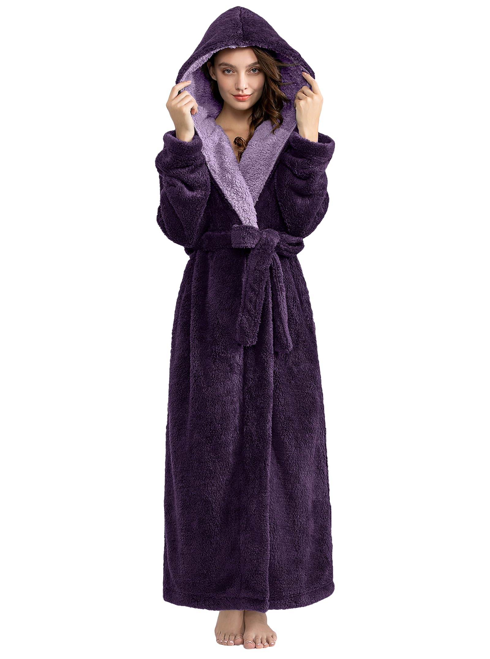 PUTUO Bathrobe for Women Bathrobe Long Microfiber Bathrobe Women Shower Towel