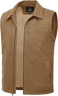 TBMPOY Mens Winter Vest Sherpa Fleece Lined Full Zip Lightweight Vest Outerwear Warm Cotton Casual Travel Jackets