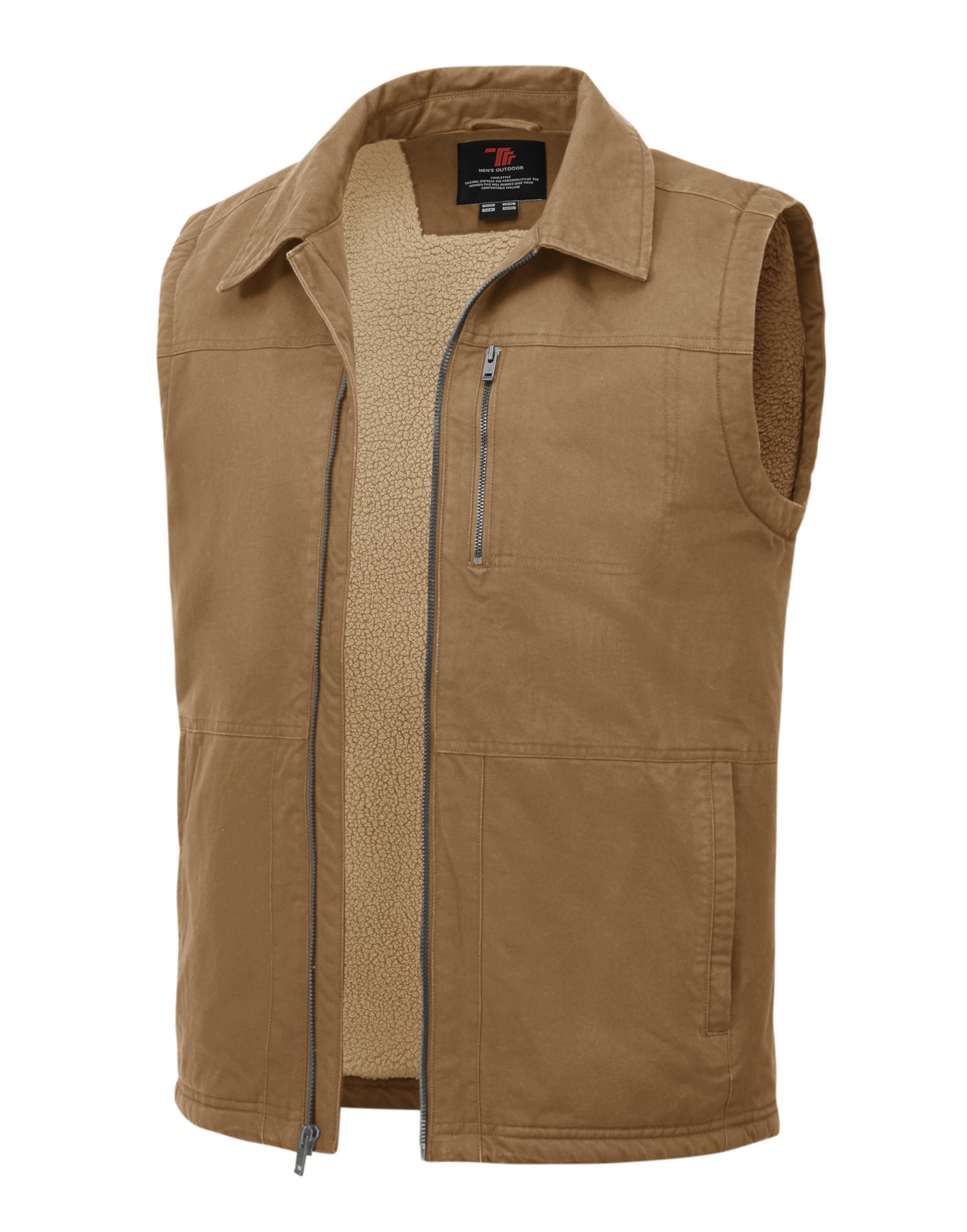 TBMPOY Mens Winter Vest Sherpa Fleece Lined Full Zip Lightweight Vest Outerwear 