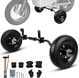 IUVWISN Dirt Bike Training Wheels Fully Adjustable 49cc 50cc Universal for Razor MX125 MX350 MX400 PW50 TTR50 CRF50 XR50 Z50 Z50R DirtBike with Air Pump Protective Gear Secure Stable Full Set