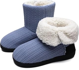 ONCAI Women's Warm Slippers Boots Knitted Fashion Winter Shoes Bootie Pattern Printed Non-Slip Cotton Shoes