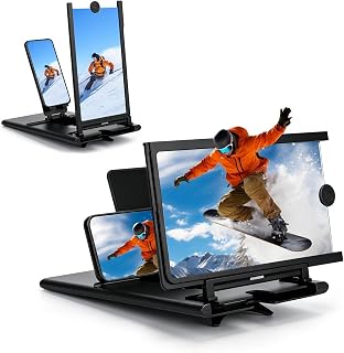12" Screen Magnifier for Cell Phone, Foldable Phone Stand Screen Enlarger | HD 3D Phone Magnifier Screen for Browsing Video and Watching Movies, Portable & Eye-Caring, Compatible with All Smartphones